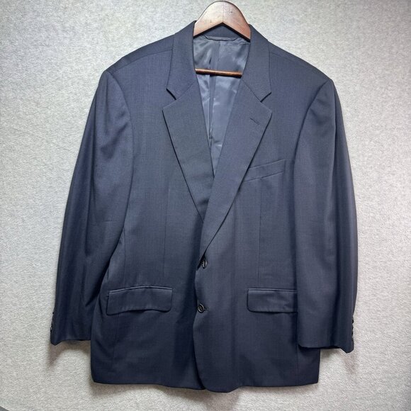 VTG Hickey Freeman By Nordstrom 2 Piece Suit Navy 100% Wool USA Union Made 46 R - Picture 2 of 16